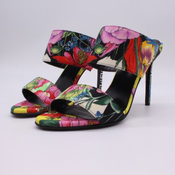 Versace Floral Baroque Heels Pumps Printed Silk Size 39 EU / 9 US - Picture 2 of 12